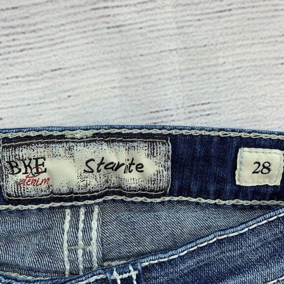 BKE Capri Jeans sz 28 Dark Wash Starlite Low Rise Raw Hem 24" inseam - Picture 9 of 11